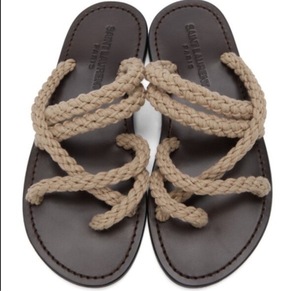 SAINT LAURENT Jude Flat Sandals In Neutral - Ecru 39 - Picture 4 of 9